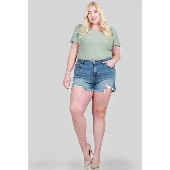 -HIGH RISE DISTRESSED SHORTS - Picture 8 of 10